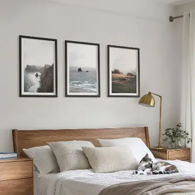Wall art set featuring landscapes of mountains and the sea