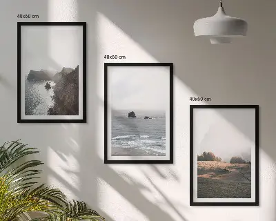Wall art set featuring landscapes of mountains and the sea