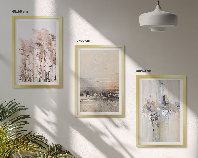 Three-piece wall art piece Vegetation abstract patterns