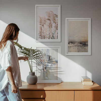 Three-piece wall art piece Vegetation abstract patterns