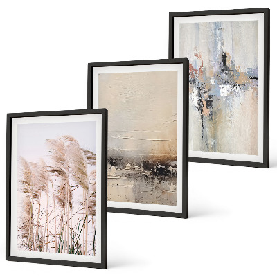 Three-piece wall art piece Vegetation abstract patterns