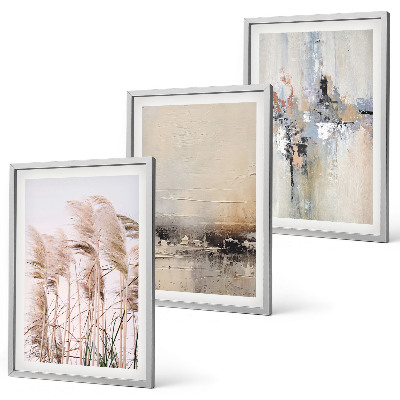 Three-piece wall art piece Vegetation abstract patterns