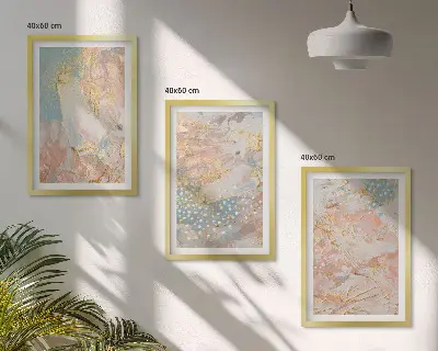 Set of 3 framed wall art pieces Abstract pastel patterns
