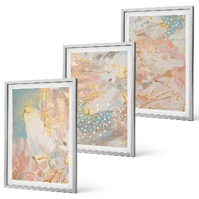 Set of 3 framed wall art pieces Abstract pastel patterns
