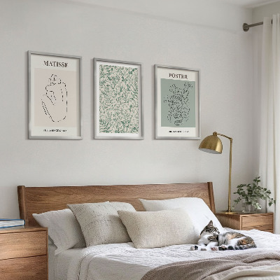 Three-piece wall art piece Lines, plant patterns, minimalism