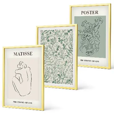 Three-piece wall art set featuring minimalist line and plant patterns