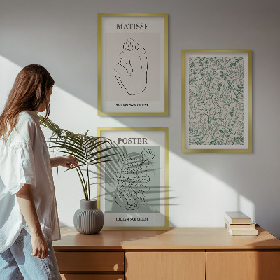 Three-piece wall art piece Lines, plant patterns, minimalism