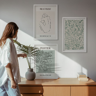 Three-piece wall art piece Lines, plant patterns, minimalism