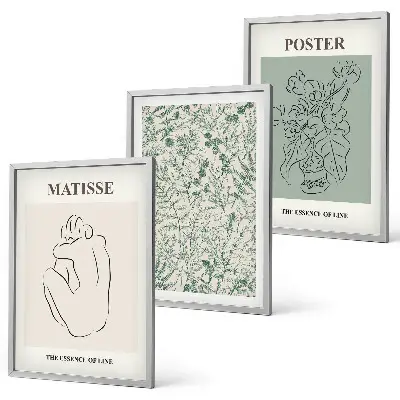 Three-piece wall art set featuring minimalist line and plant patterns