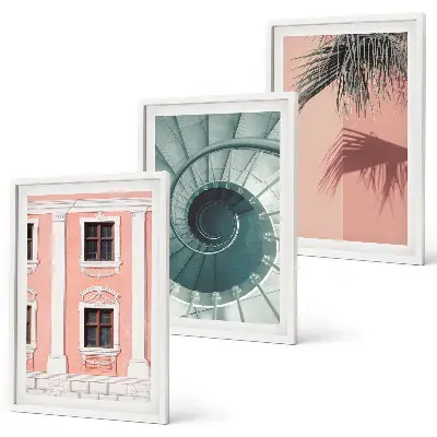 Pastel Spiral Architecture set of 3 framed wall art pieces