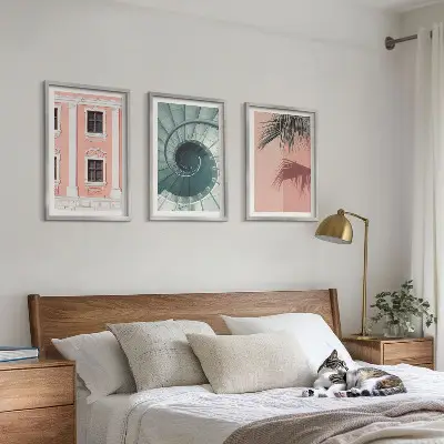 Pastel Spiral Architecture set of 3 framed wall art pieces