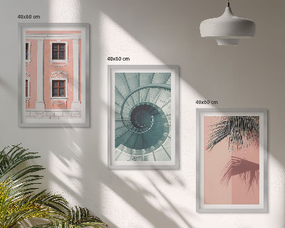 Set of 3 framed wall art pieces Pastel Spiral Architecture