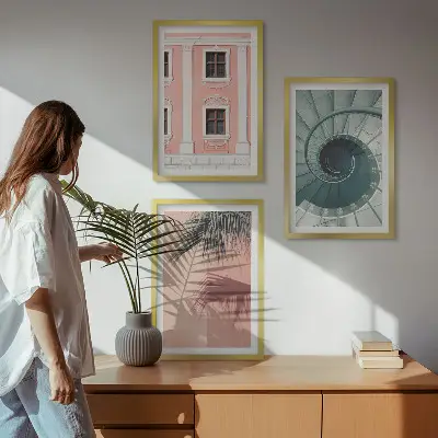 Pastel Spiral Architecture set of 3 framed wall art pieces