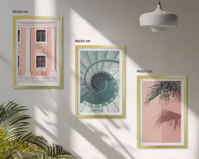 Pastel Spiral Architecture set of 3 framed wall art pieces