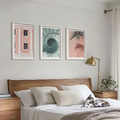 Pastel Spiral Architecture set of 3 framed wall art pieces
