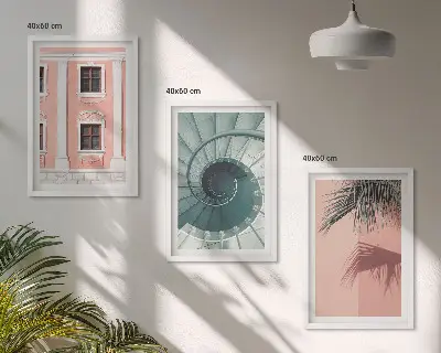 Pastel Spiral Architecture set of 3 framed wall art pieces