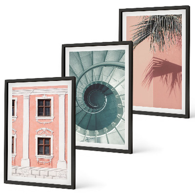 Set of 3 framed wall art pieces Pastel Spiral Architecture
