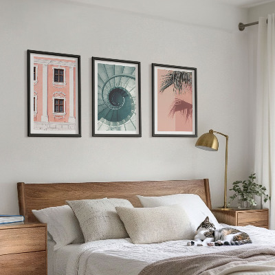 Set of 3 framed wall art pieces Pastel Spiral Architecture
