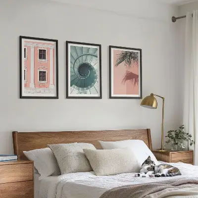 Pastel Spiral Architecture set of 3 framed wall art pieces