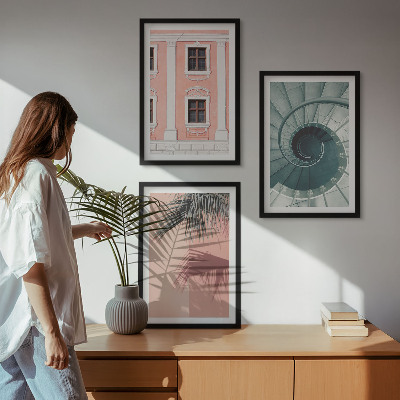 Set of 3 framed wall art pieces Pastel Spiral Architecture
