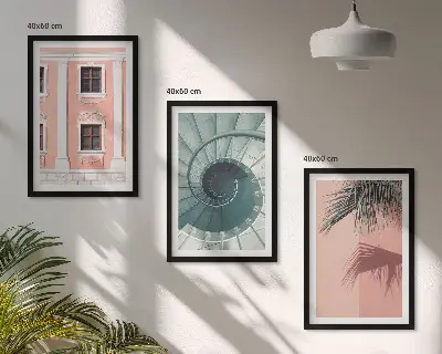 Pastel Spiral Architecture set of 3 framed wall art pieces