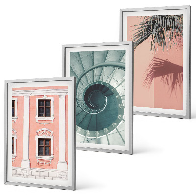 Set of 3 framed wall art pieces Pastel Spiral Architecture
