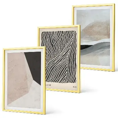 Wall art set Abstract patterns beige and gray