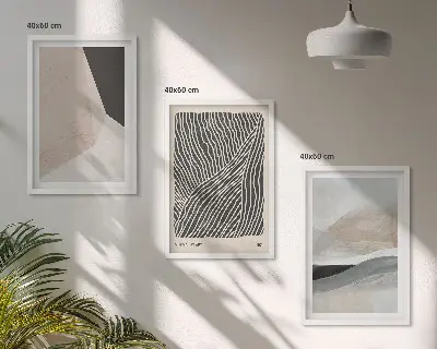 Wall art set Abstract patterns beige and gray