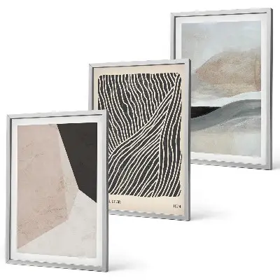 Wall art set Abstract patterns beige and gray