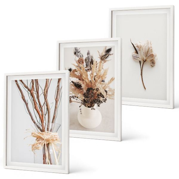 Three-piece wall art piece Flowers branches minimalistic