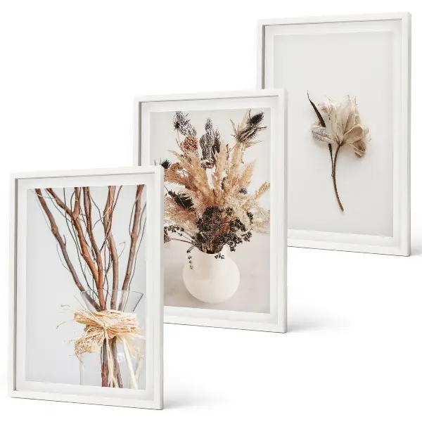 Minimalist floral branch wall art three-piece set