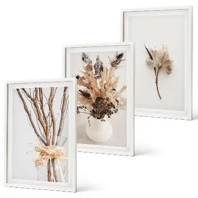 Minimalist floral branch wall art three-piece set