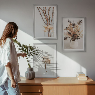 Three-piece wall art piece Flowers branches minimalistic