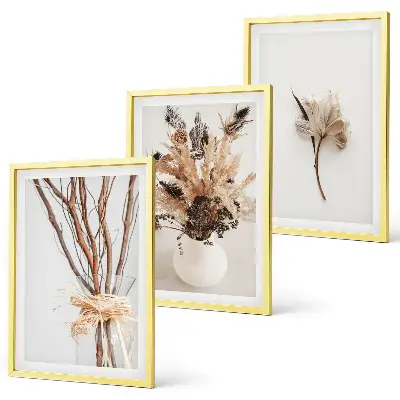 Minimalist floral branch wall art three-piece set