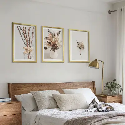 Minimalist floral branch wall art three-piece set