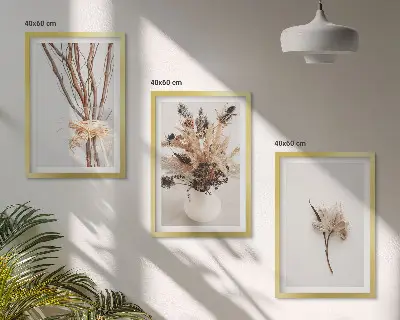 Minimalist floral branch wall art three-piece set