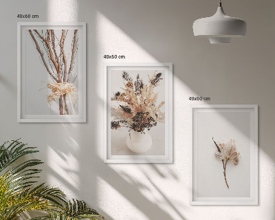 Three-piece wall art piece Flowers branches minimalistic