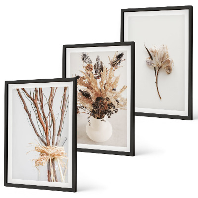 Three-piece wall art piece Flowers branches minimalistic