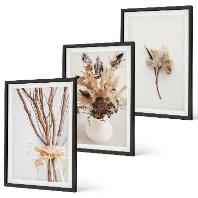 Minimalist floral branch wall art three-piece set