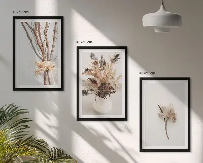 Minimalist floral branch wall art three-piece set
