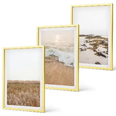 Wall art set featuring beach waves and stones in summer
