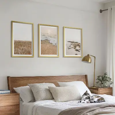 Wall art set featuring beach waves and stones in summer