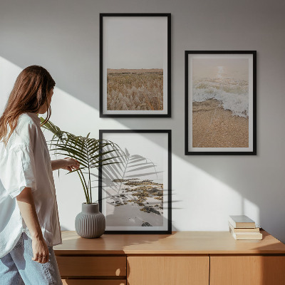 Wall art set Beach waves stones summer