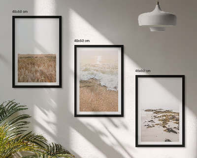 Wall art set Beach waves stones summer