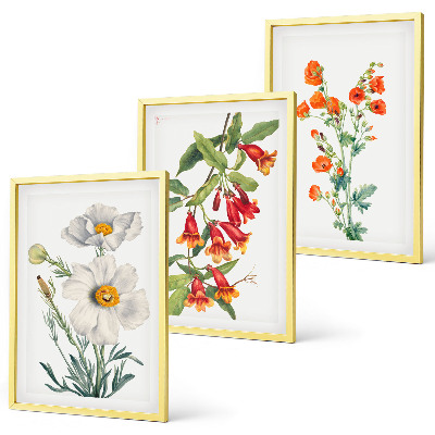 Wall art set Retro floral arrangements
