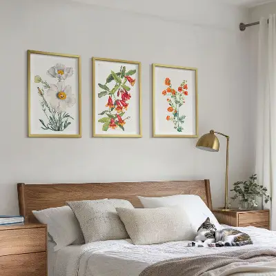 Retro floral arrangements wall art set