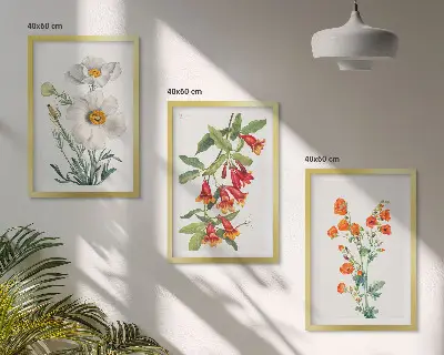 Retro floral arrangements wall art set