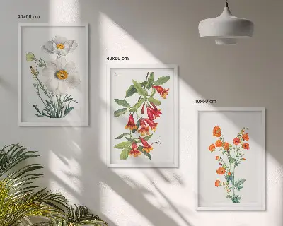 Retro floral arrangements wall art set
