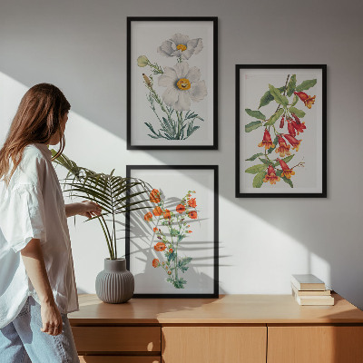 Wall art set Retro floral arrangements