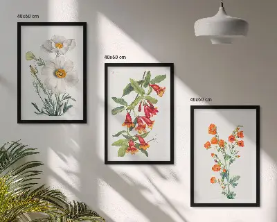 Retro floral arrangements wall art set